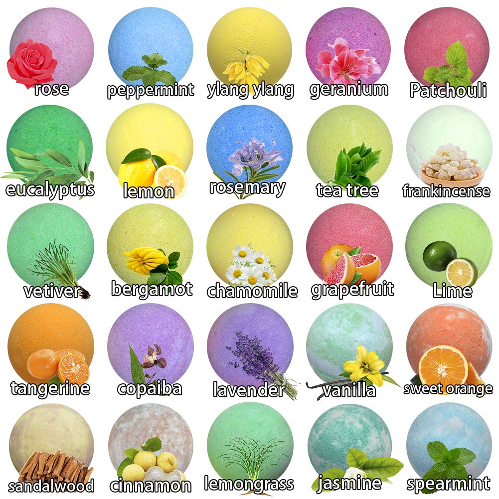 Natural Bath Bombs Gift Set for Women and Men. 50 Essential Oil Bath Bombs with Organic & Moisturizing Pure Goodness. Beauty & Personal Care Rachelle Parker