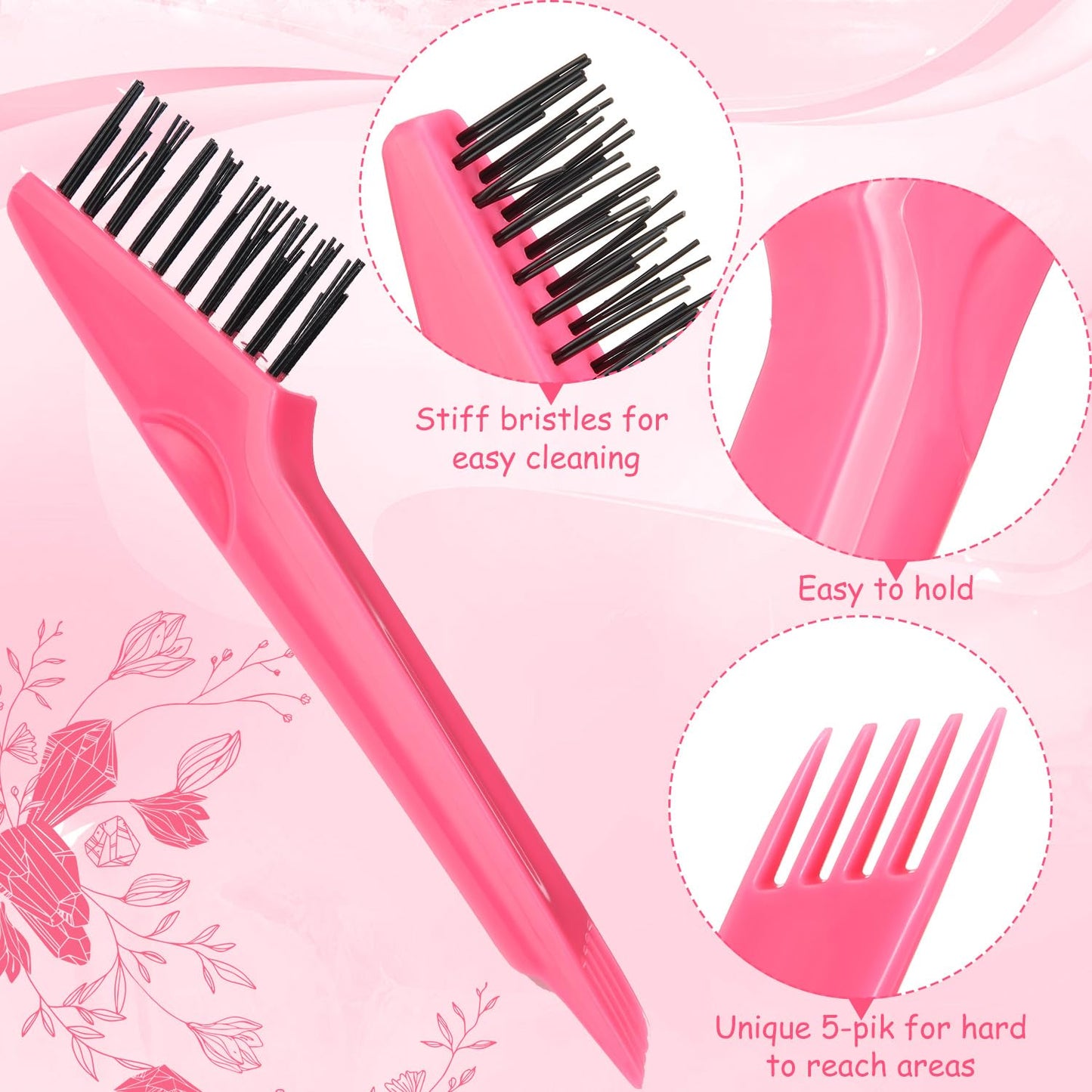 Yaomiao 2 Pcs Hair Brush Cleaner Tool 2-in-1, Pink Hairbrush Cleaner for Removing Hair Dust, Mini Comb for Removing Dirt, Home Salon Use Beauty & Personal Care Yaomiao
