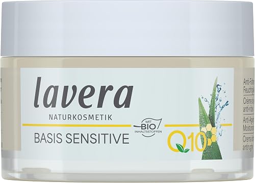 lavera Basis Sensitive Anti Wrinkle Moisturizing Cream - Face Cream with Q10 & Aloe Vera - Moisturizing Facial Cream - Anti Aging Cream - PETA Beauty & Personal Care lavera