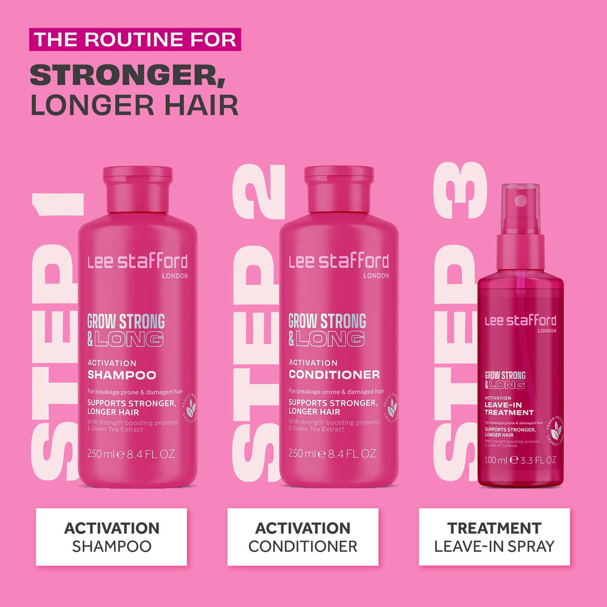 Lee Stafford Grow Strong & Long Activation Shampoo, Boosts Shine 8.45 Fl Oz