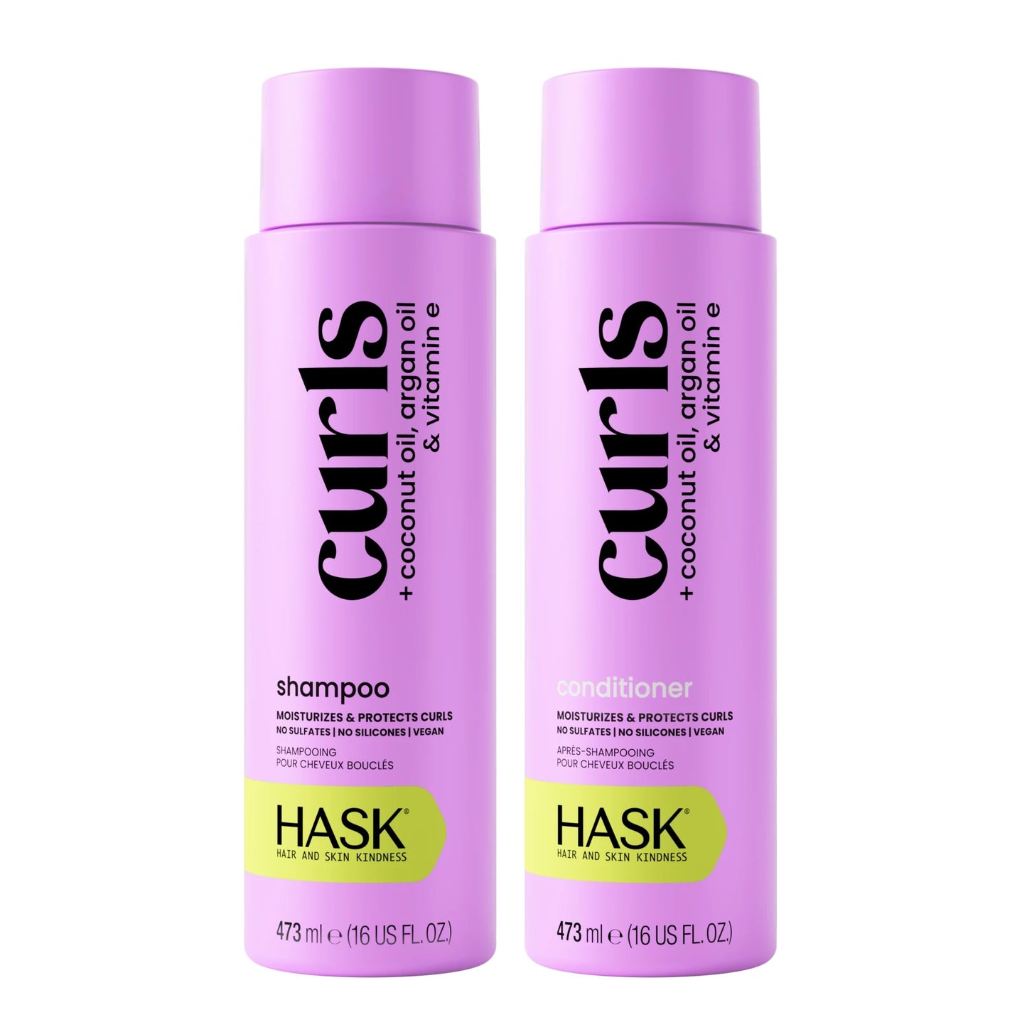 HASK Curl Care Shampoo & Conditioner Set | Coconut Oil, Argan Oil, Vitamin E, Curl Definition, Frizz Free Shine | Sulfate Free, Silicone Free, Cruelty Beauty & Personal Care HASK