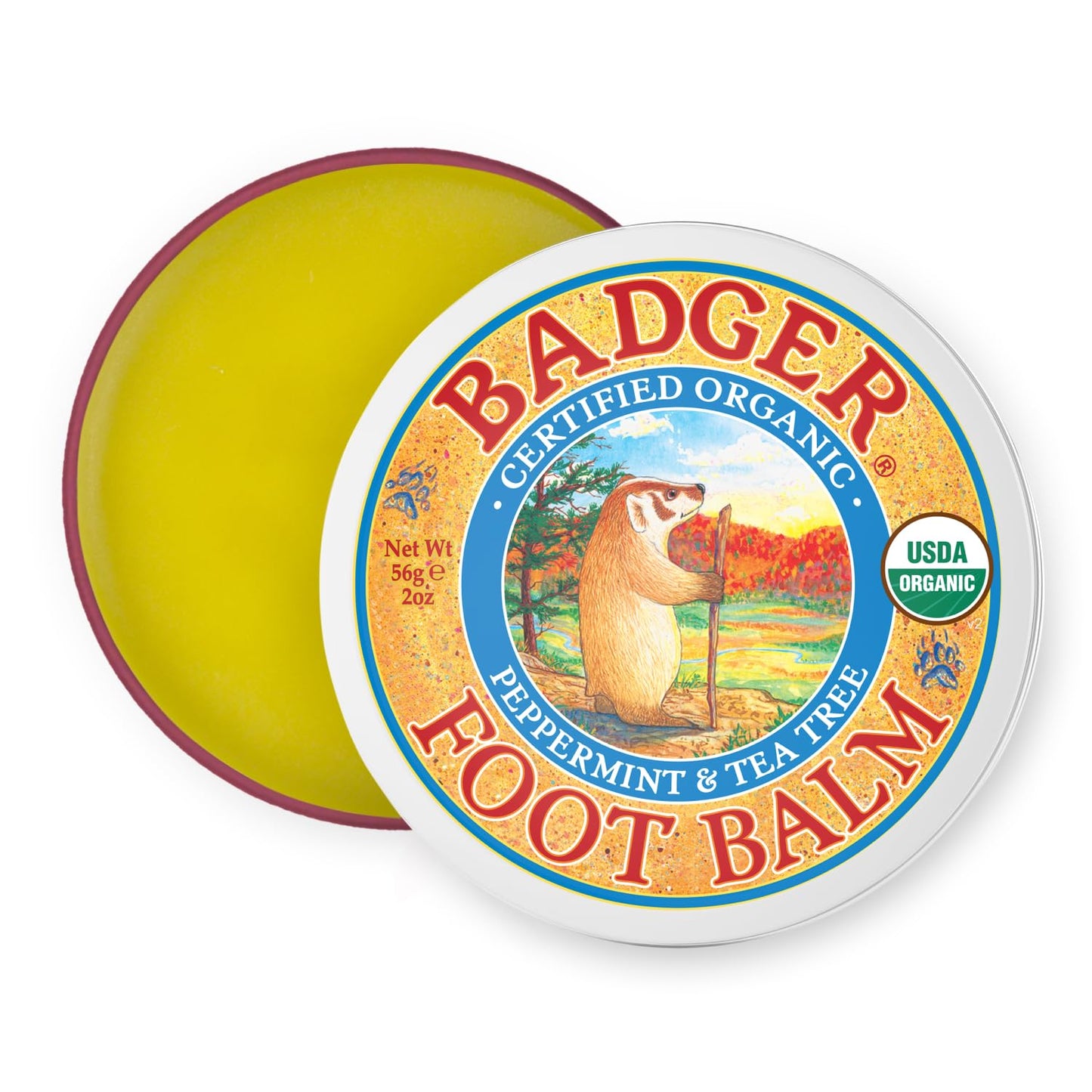 Badger Foot Balm, 100% Organic Foot Cream for Dry Cracked Heels and Feet, Fast Acting Foot Care for Women & Men, All-Natural Cracked Heel Treatment, 2 Beauty & Personal Care Badger