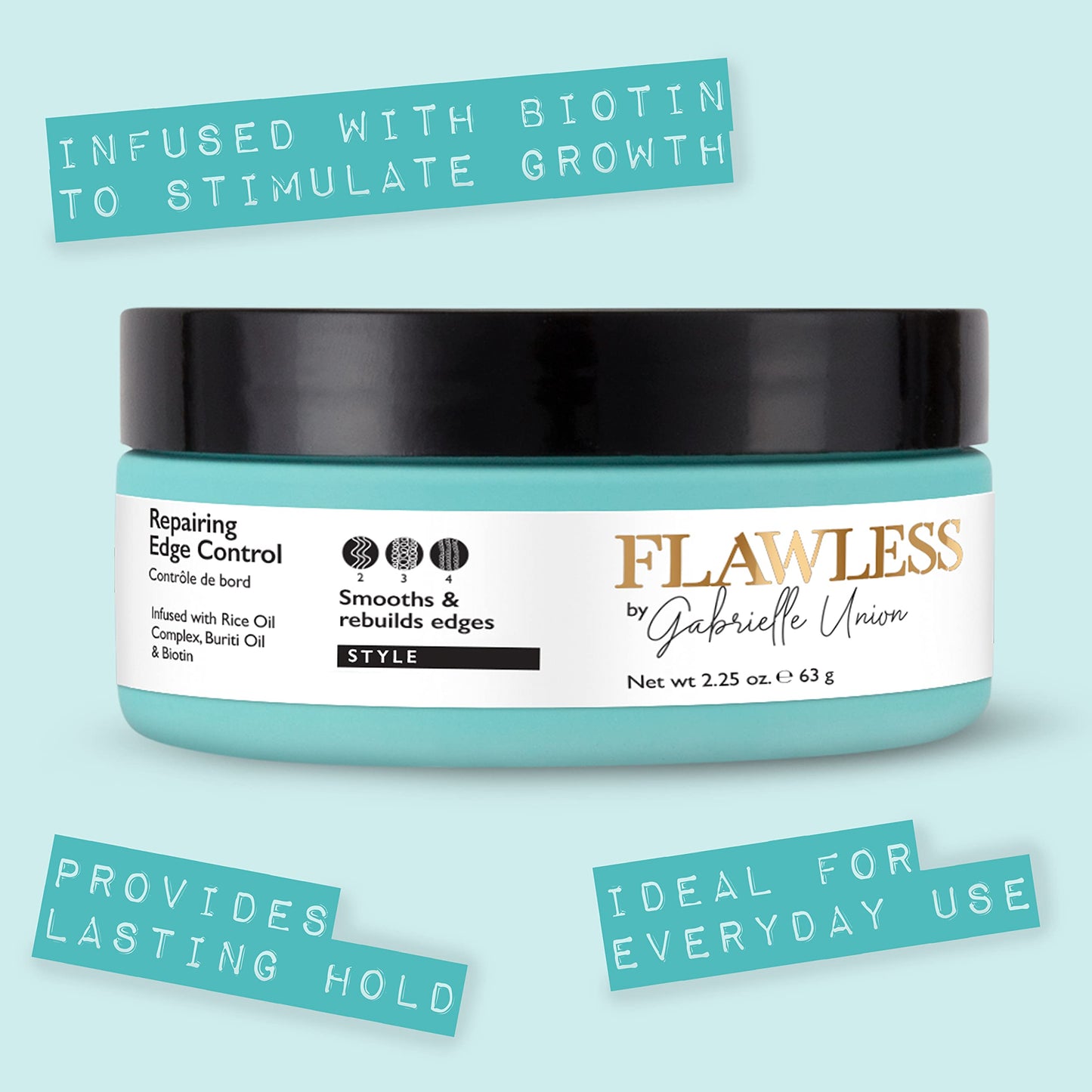 Flawless by Gabrielle Union - Repairing Edge Control, with Biotin and Rice Oil Complex for Curly and Coily Hair, 2.25 OZ Beauty & Personal Care Flawless by Gabrielle Union