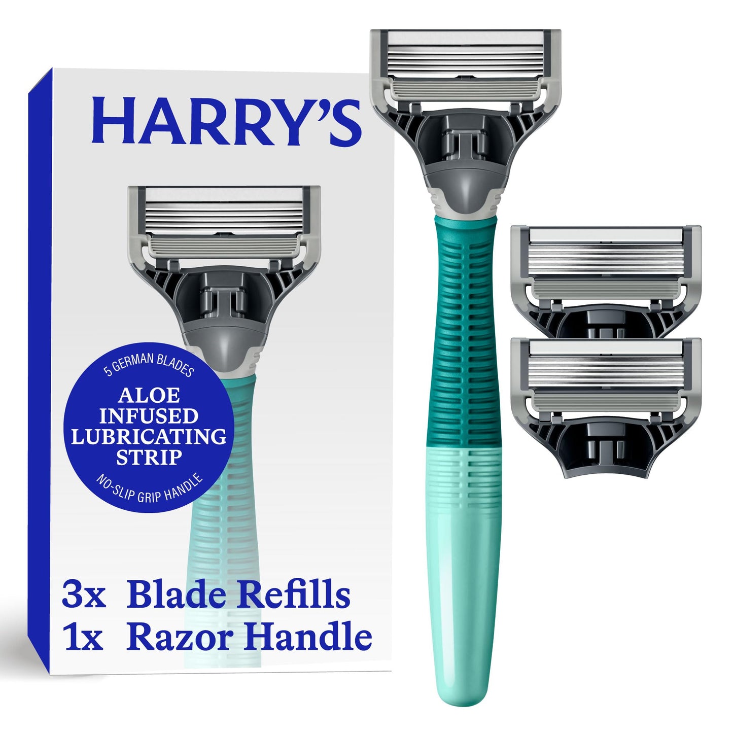 Harry's Original Shaving Kit for Men - Razor Handle and 3 Razor Blade Refill Cartridges - German Engineered - Sage Beauty and Personal Care Harry's