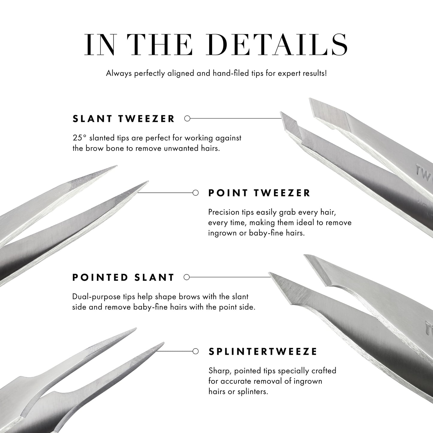 Tweezerman Stainless Steel Slant Tweezer - Eyebrow Tweezers for Women and Men (Black) Beauty & Personal Care Tweezerman
