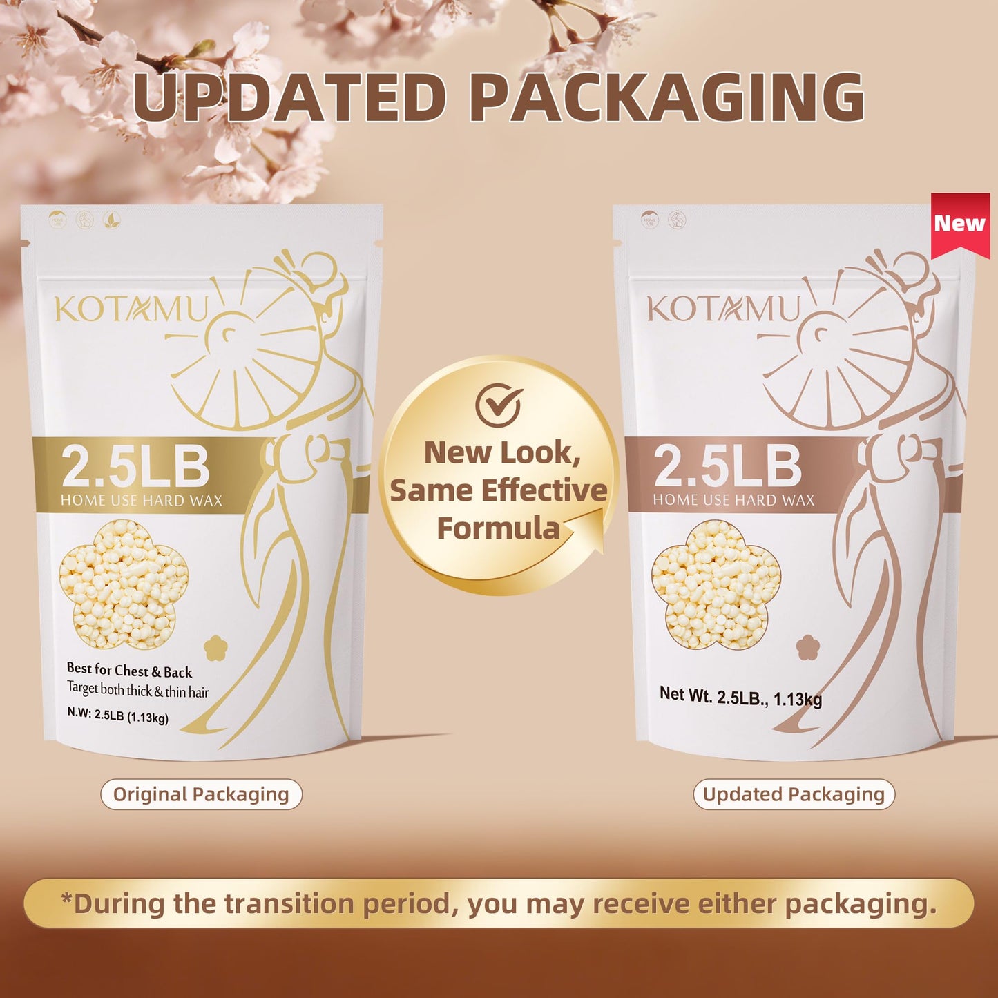 KOTAMU Hard Wax Beads for Women & Men Hair Removal, Cream Wax Beans for Full Body Sensitive Skin Chest Back Leg Facial Bikini Brazilian Waxing, 2.5lb Beauty and Personal Care KOTAMU