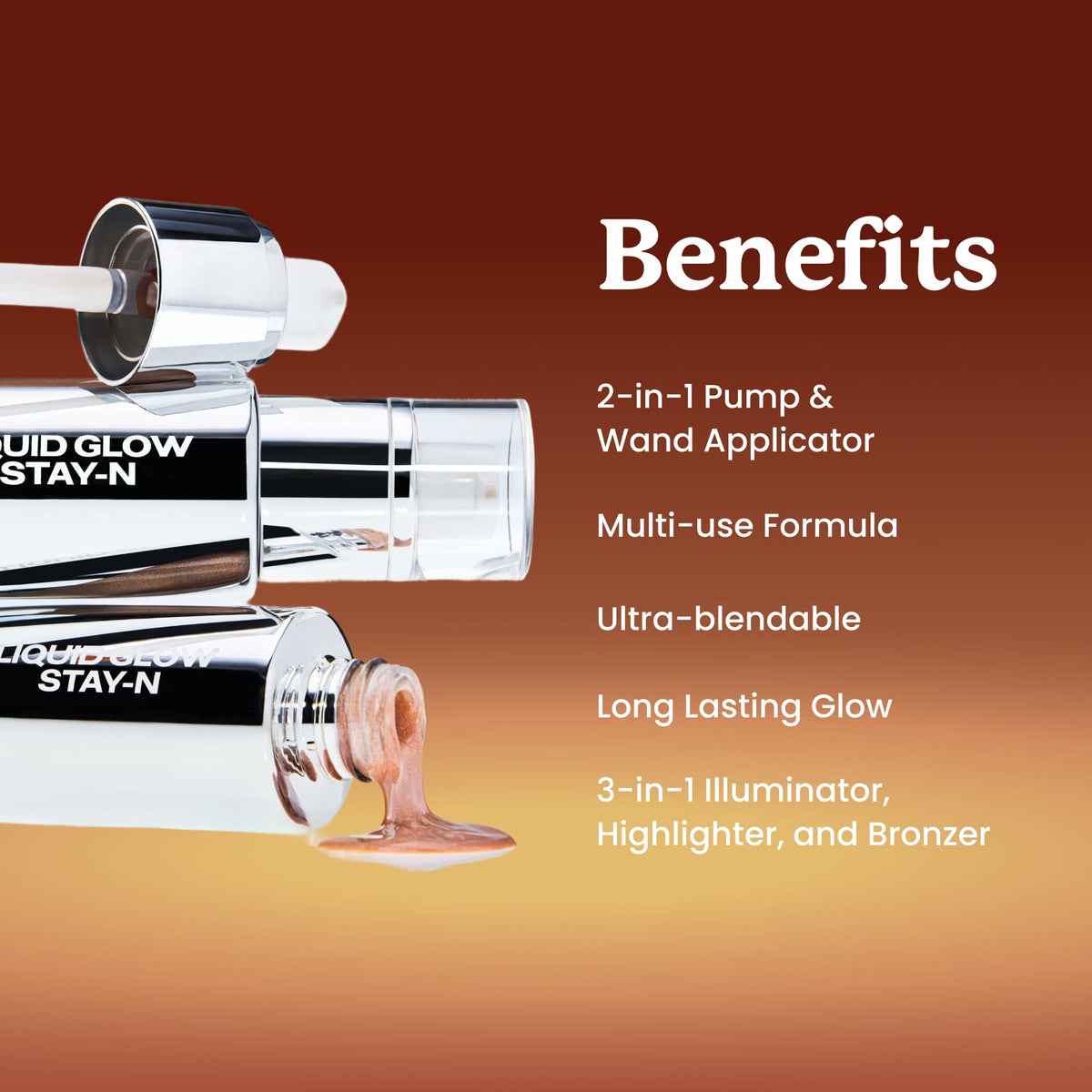 Sacheu Liquid Glow STAY-N Highlighter, Illuminator & Bronzer, Aura Glow