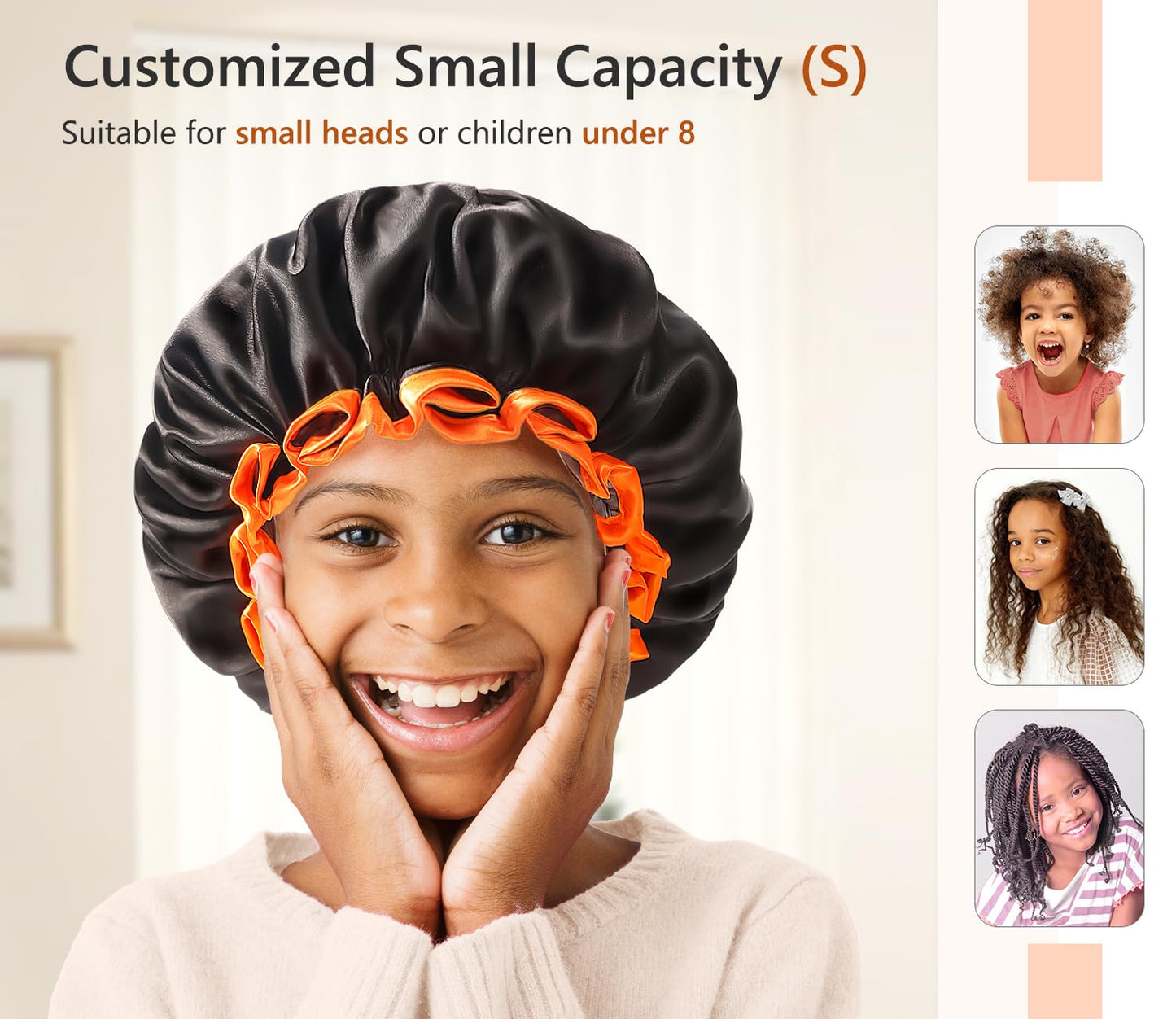 mikimini Small Black Shower Caps Pack of 2 for Kid, Double Layers Waterproof Bathing Hair Cap with Reusable Soft Comfortable PEVA Lining, Cute Beauty & Personal Care mikimini