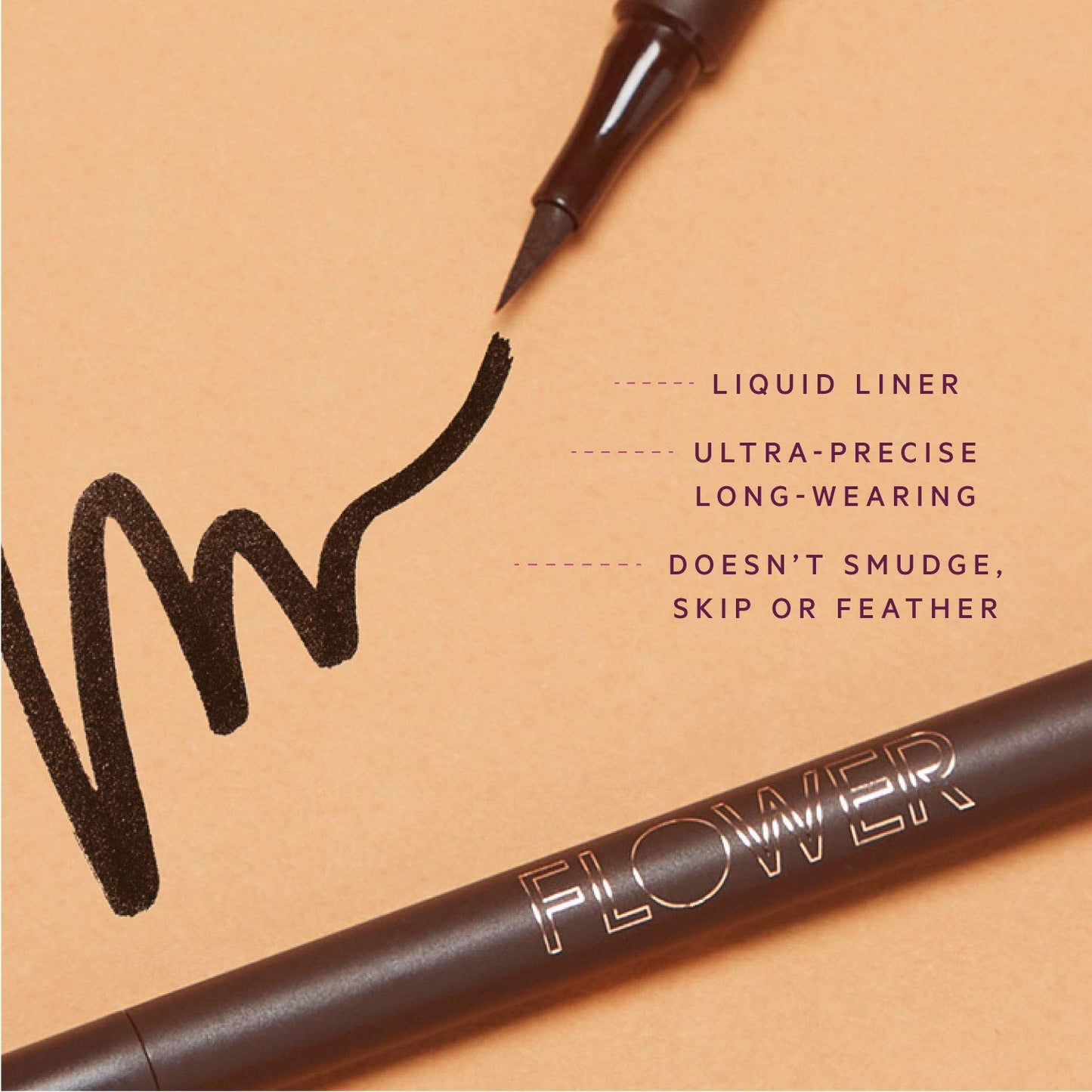 FLOWER BEAUTY By Drew Barrymore Forever Wear Winged Eyeliner - Long-Lasting + Smudge-Proof - Liquid Eyeliner + Winged Applicator (Dark + Stormy) Beauty & Personal Care FLOWER BEAUTY