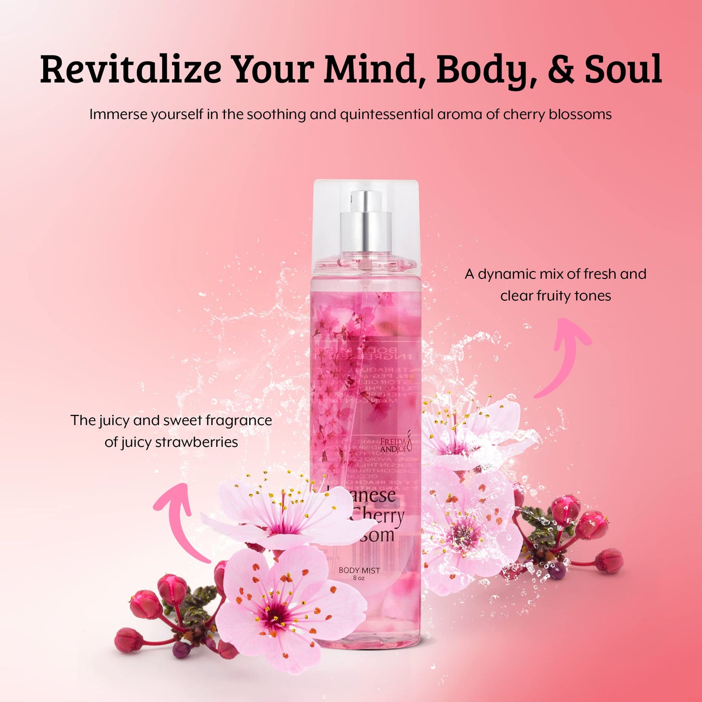 Freida and Joe Cherry Blossom Body Mist: A Luxurious 8 oz Gift for Her, Exquisite Floral Scent, Ideal Stocking Stuffer Fine Women Body Spray for Mom Beauty & Personal Care Freida and Joe