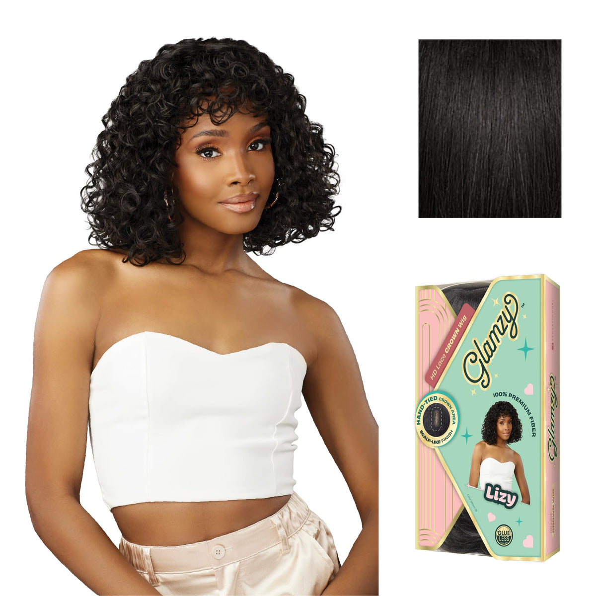 Sensationnel Glamzy Lace Crown Wig-Lizy, 1B OFFBLACK