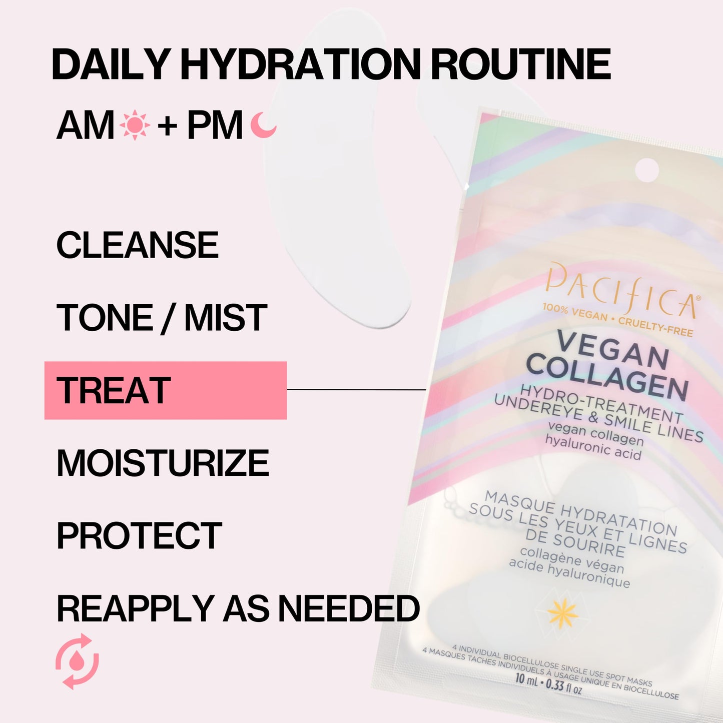 Pacifica Vegan Collagen Undereye & Smile Line Patches - Hydrating Hydro-Treatment Mask for Fine Lines & Wrinkles, Plumping Under Eye & Laugh Line Gel Beauty & Personal Care Pacifica