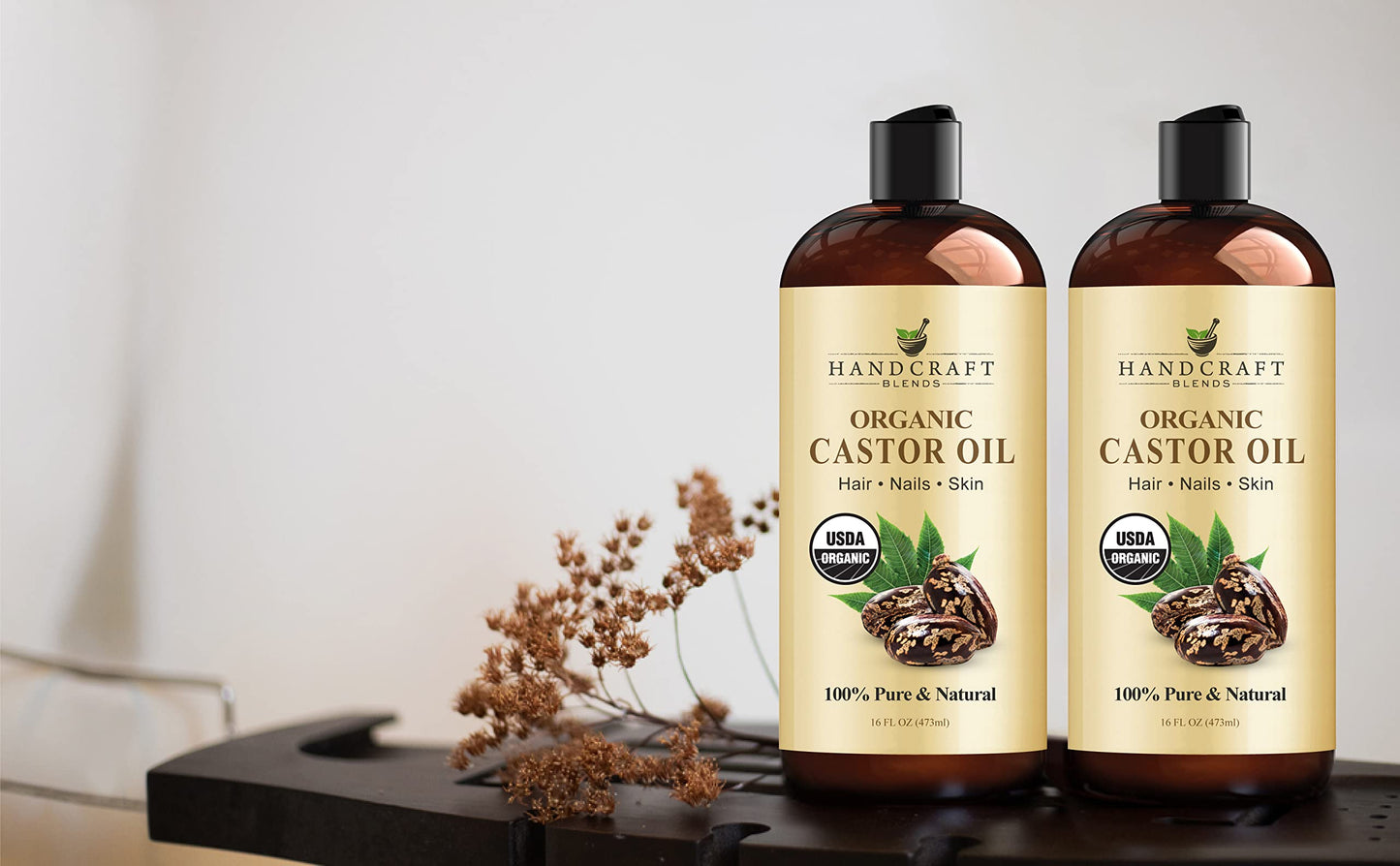 Handcraft Blends Organic Castor Oil – 100% Pure, Natural, Expeller-Pressed, Hexane-Free Carrier Oil for Hair, Lashes, Brows & Skin, 16oz Beauty & Personal Care Handcraft Blends