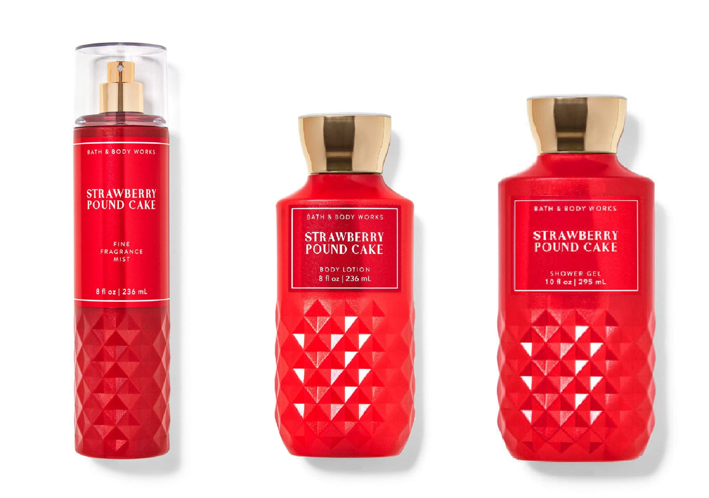Bath and Body Works - Strawberry Pound Cake - Daily Trio – Fall 2020 - Shower Gel, Fragrance Mist & Body Lotion Beauty & Personal Care Bath & Body Works
