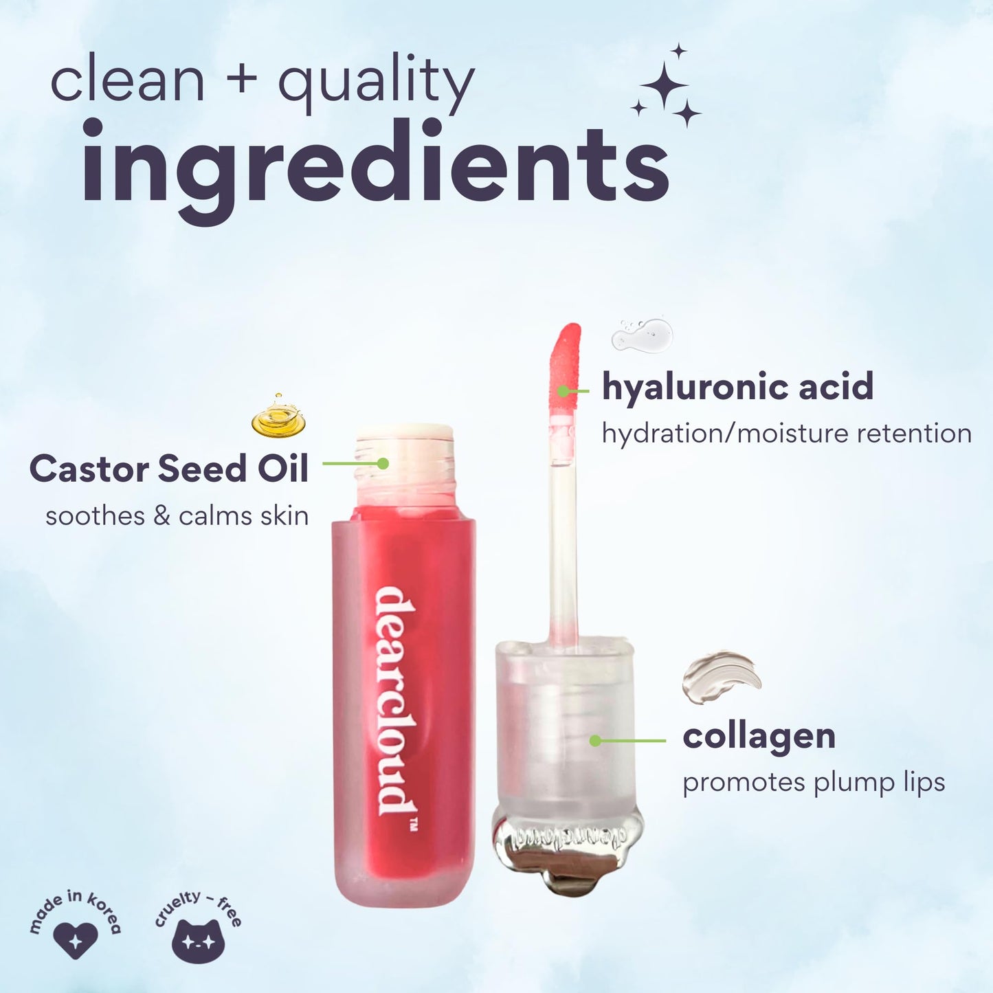 dearcloud Jelly Wave Lush Lip Oil - Tinted Lip Gloss and Lip Gloss for Women - Korean skincare essential - Lip Oil for Women with Collagen - Ripe Beauty & Personal Care dearcloud