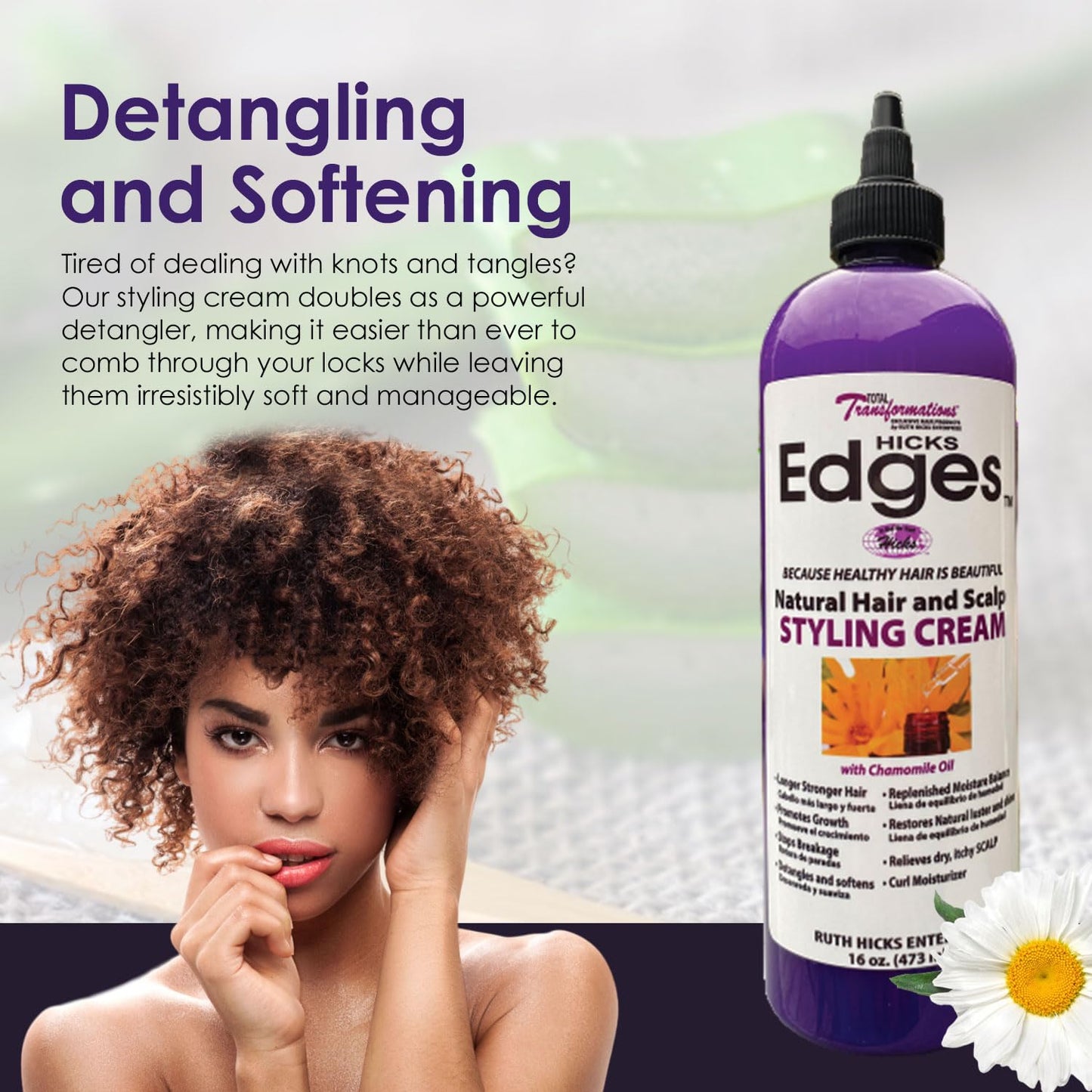 HICKS Edges Natural Hair and Scalp Styling Cream with Chamomile Oil - 16 oz, Purple w/white label, 1, 16.0 Ounce Beauty & Personal Care Ruth Hicks Enterprise