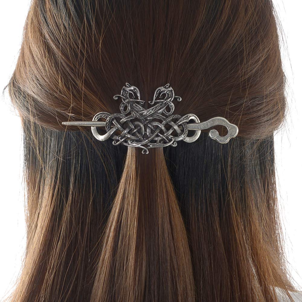 Viking Celtic Hair Clips Hairpins- Viking Hair Accessories Celtic Knot Hair Pins Antique Silver Hair Sticks Irish Hair Decor Accessories for Long Hair Beauty & Personal Care LQQQL