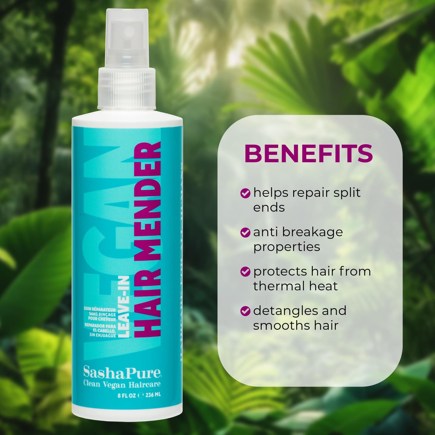 Sashapure Leave-In Hair Mender -Vegan Repair & Protection with Argan & Sacha Inchi Oil, Repairs Split Ends and Strengthens Hair, Hydrates and Restores Beauty & Personal Care Sashapure