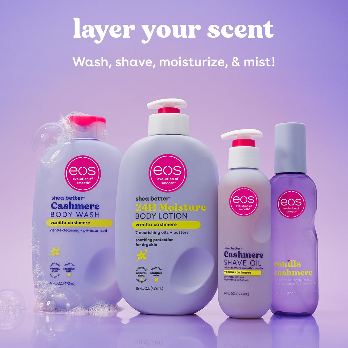 eos Cashmere Shave Oil - Vanilla Cashmere, Moisturizing Shave Oil with Shea Butter & Glycerin, Helps Prevents Irritation & Razor Burn, Vegan, 6 fl oz Beauty & Personal Care eos