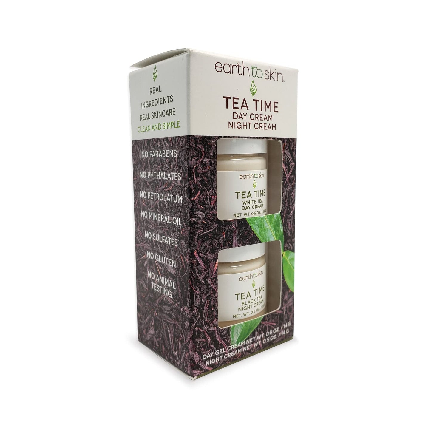 Earth To Skin Tea Time Mini Duo Set: White Tea Day Cream (0.5 Fl Oz) and Black Tea Night Cream (0.5 Fl Oz), All-Day & Night Hydration for Face Beauty & Personal Care Earth To Skin
