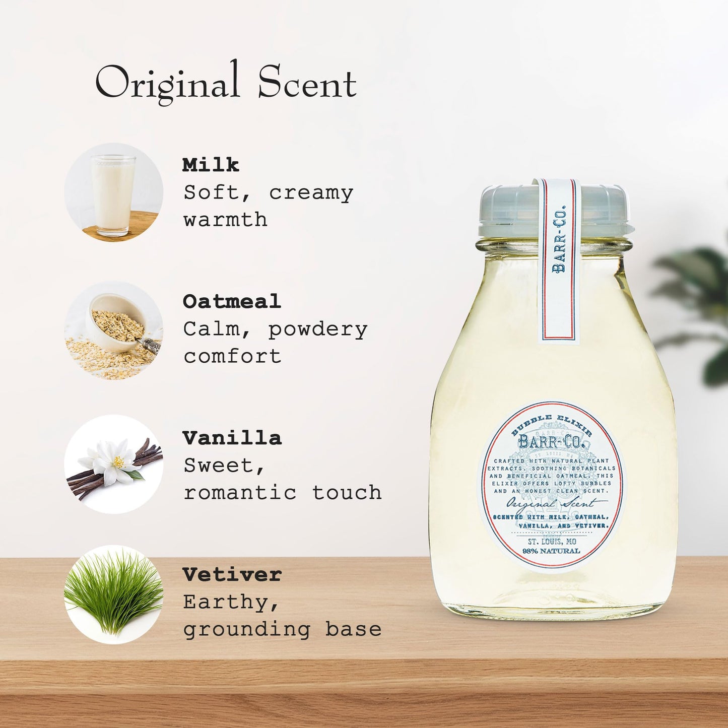 Barr-Co. Original Scent Bubble Bath Elixir, Vanilla Coconut Bath Soap with Oatmeal and Vetiver, Relaxing Bath Products for Women & Men, Natural Bath Beauty and Personal Care BARR-CO