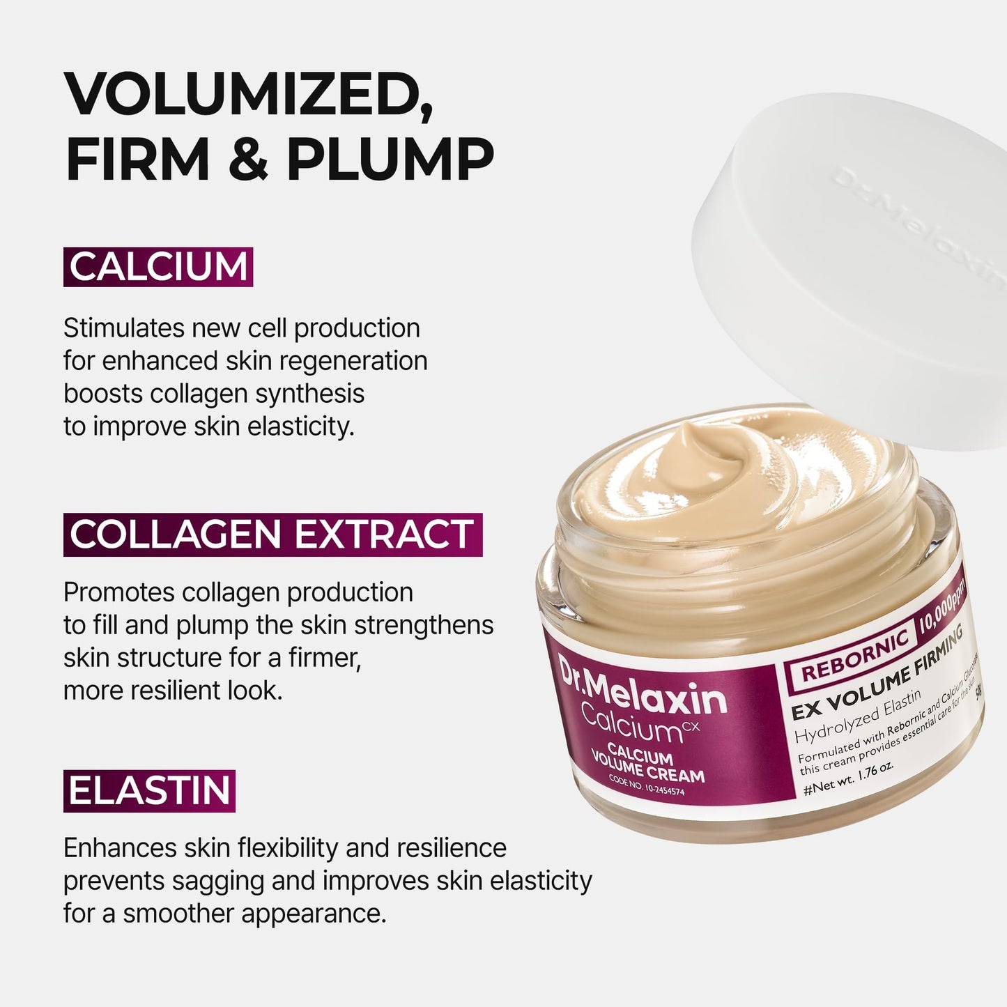 Dr.Melaxin Calcium Intense Firming Cream with Collagen & Elastin, Lifting & Volumizing Face Cream for Sagging Skin, Niacinamide for Plumping Care Beauty and Personal Care Dr.Melaxin