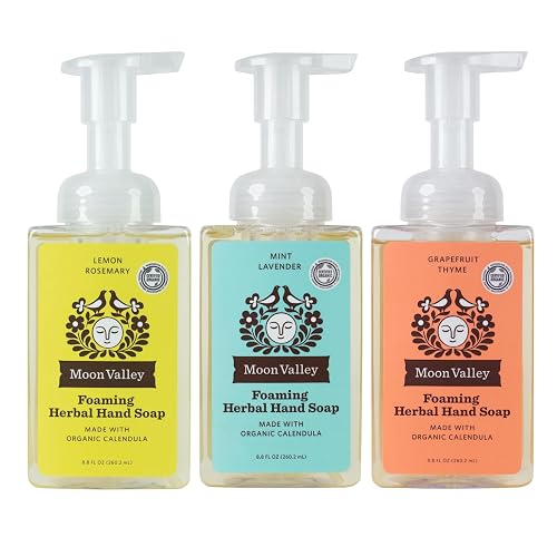 Moon Valley Herbal Foaming Hand Soap, Lemon Rosemary, Mint Lavender, Grapefruit Thyme Three Pack, Vegan, Recyclable Bottle Beauty & Personal Care Moon Valley Organics