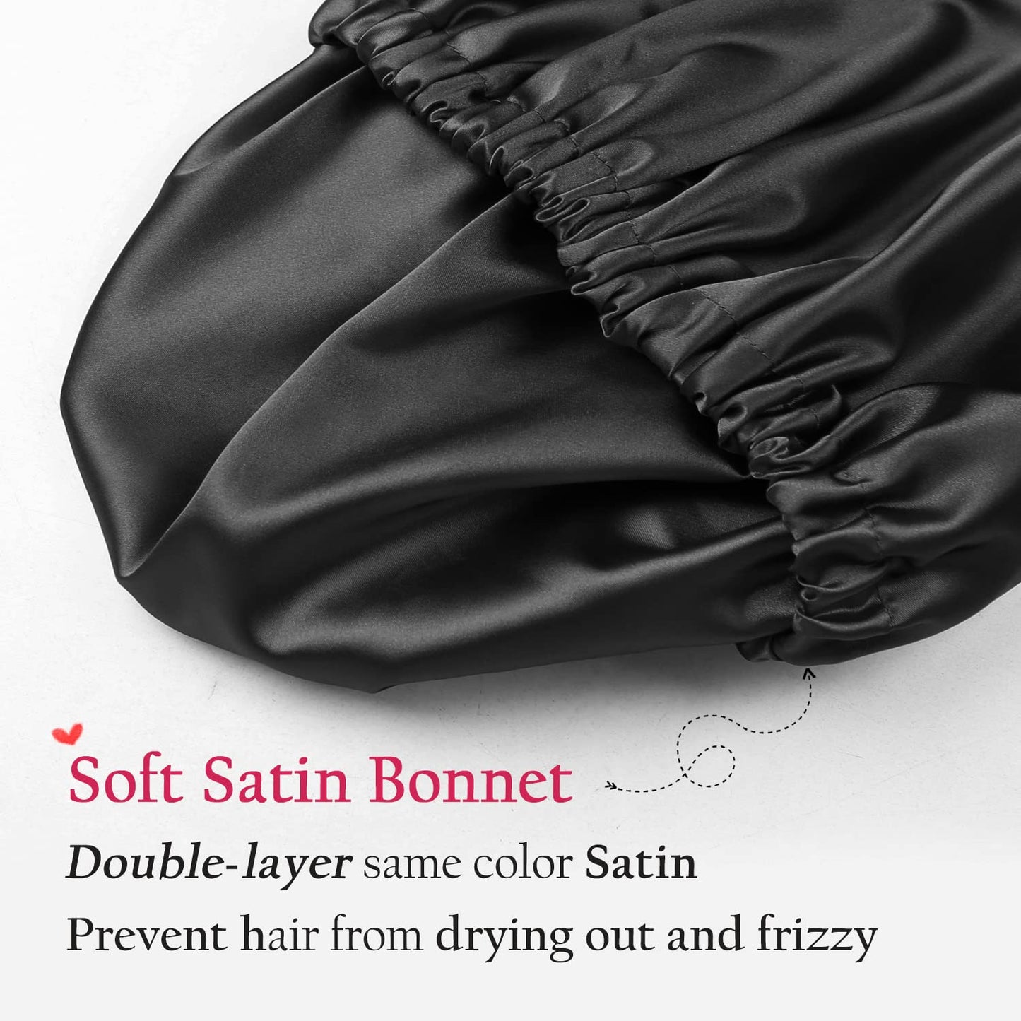 Alnorm Satin Sleep Cap Double-Sided Adjustable Hair Bonnet for Girls Black Beauty and Personal Care Alnorm