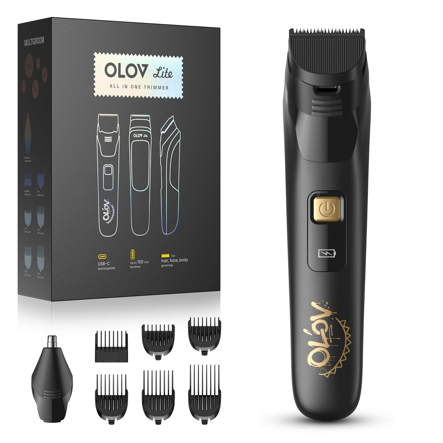 OLOV LITE Electric Beard Trimmer for Men,Nose Hair Trimmer & Men's Electric Razor 10-in-1 Grooming Kit Cordless Shaver Gift-Ready for Men(Black) Beauty and Personal Care OLOV LITE