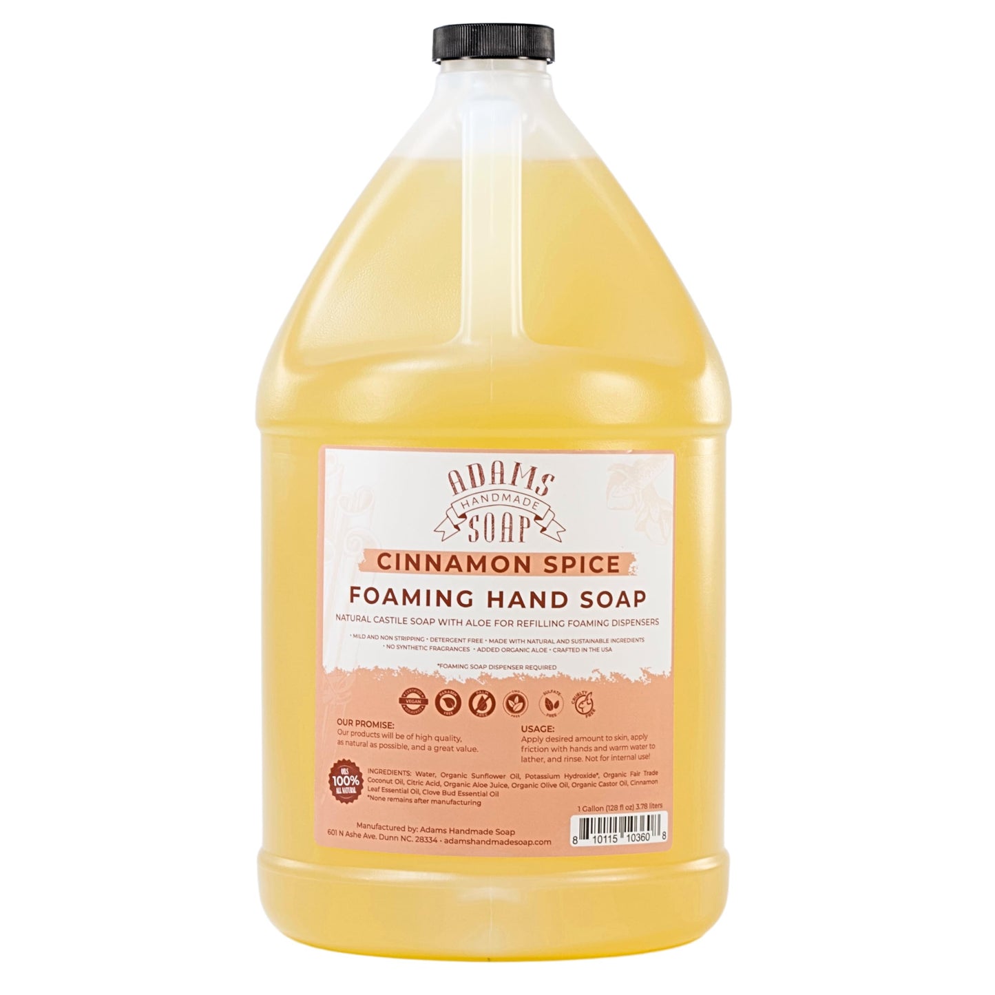 Adams Handmade Soap Liquid Foaming Soap 1 Gal - Cinnamon Spice Beauty & Personal Care Adams Handmade Soap