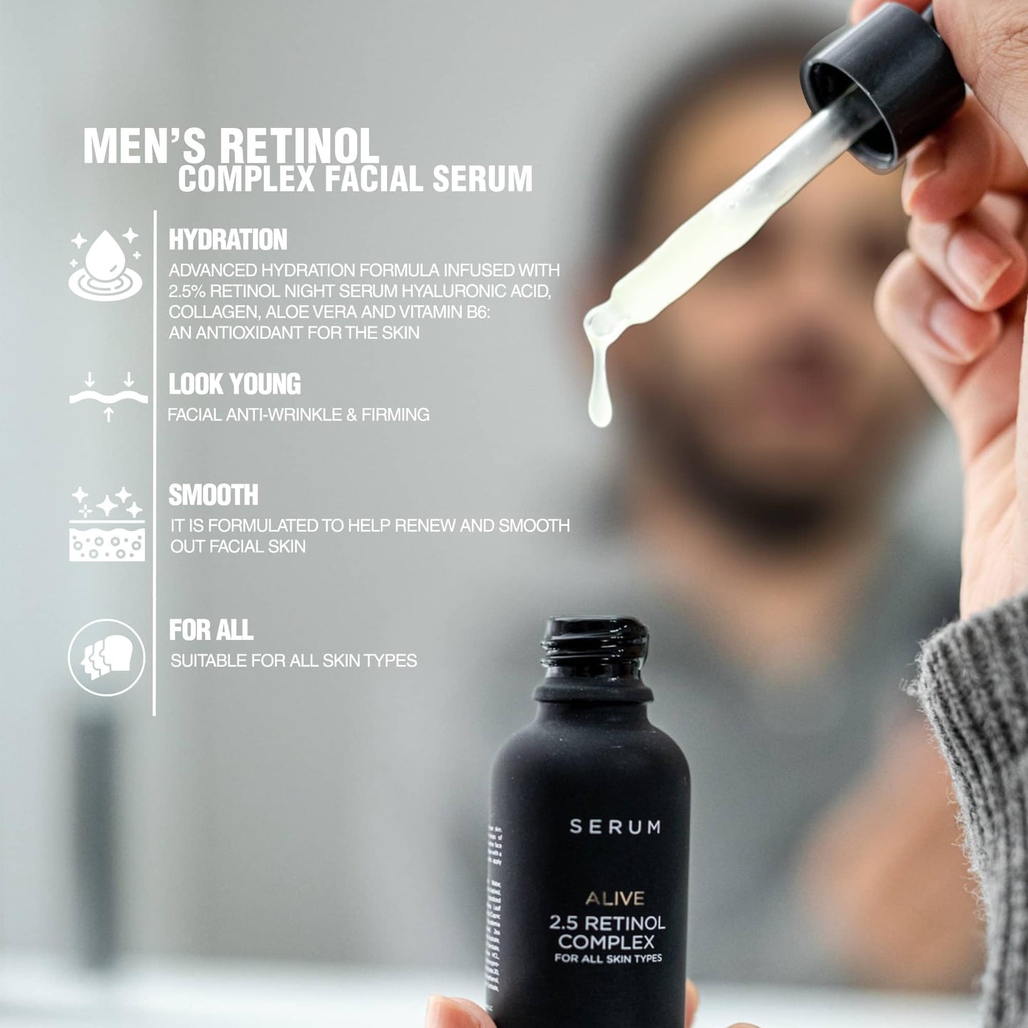Gentlehomme Men's Anti-Aging Retinol Serum - Hydrating Serum with Hyaluronic Acid, Vitamin B6, and Aloe Vera - Reduces Signs of Aging, Dark Spots Beauty & Personal Care Gentlehomme