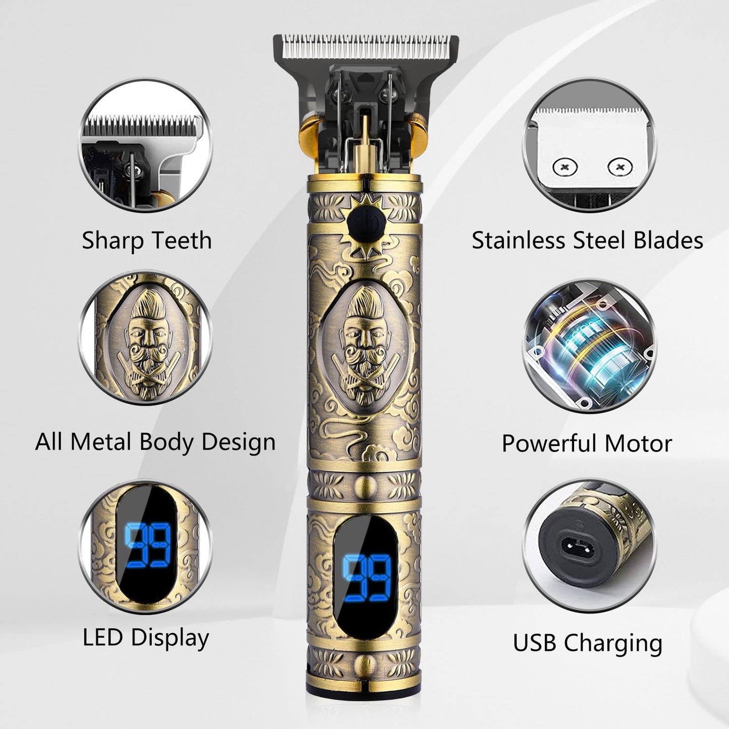 AMULISS Professional Mens Hair Clippers Zero Gapped Cordless Hair Trimmer Professional Haircut & Grooming Kit for Men Rechargeable LED Display Beauty and Personal Care AMULISS