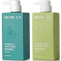 MEDIX Exfoliating Glycolic Acid Body Wash & Face Wash + Coconut Body Lotion Skin Care Set | Coconut Oil Lotion Body Cream & AHA + Lactic Acid Foaming Beauty & Personal Care Medix 5.5