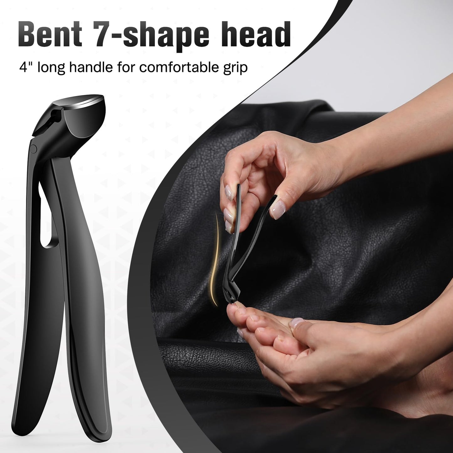 FERYES Angled Head Long Handled Toenail Clipper for Seniors - Large Wide Jaw Nail Clipper with Catcher for Thick Nails - Easier Trimming, Ergonomic Beauty and Personal Care FERYES