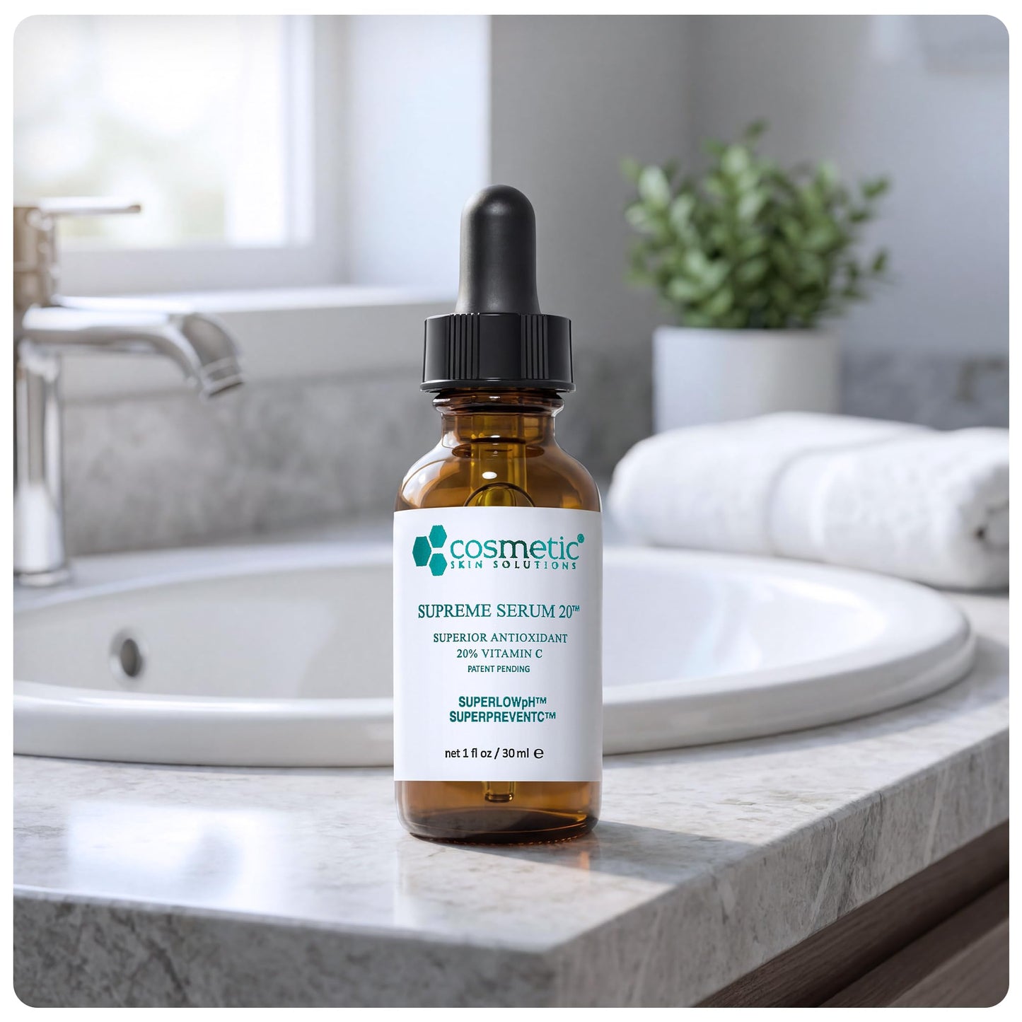 Supreme Serum 20 - 20% Vitamin C Face Formula with Hyaluronic Acid, Glutathione & Asiatic Acid - Antioxidant for Even Skin Tone, Firmness & Radiant Beauty & Personal Care Cosmetic Skin Solutions
