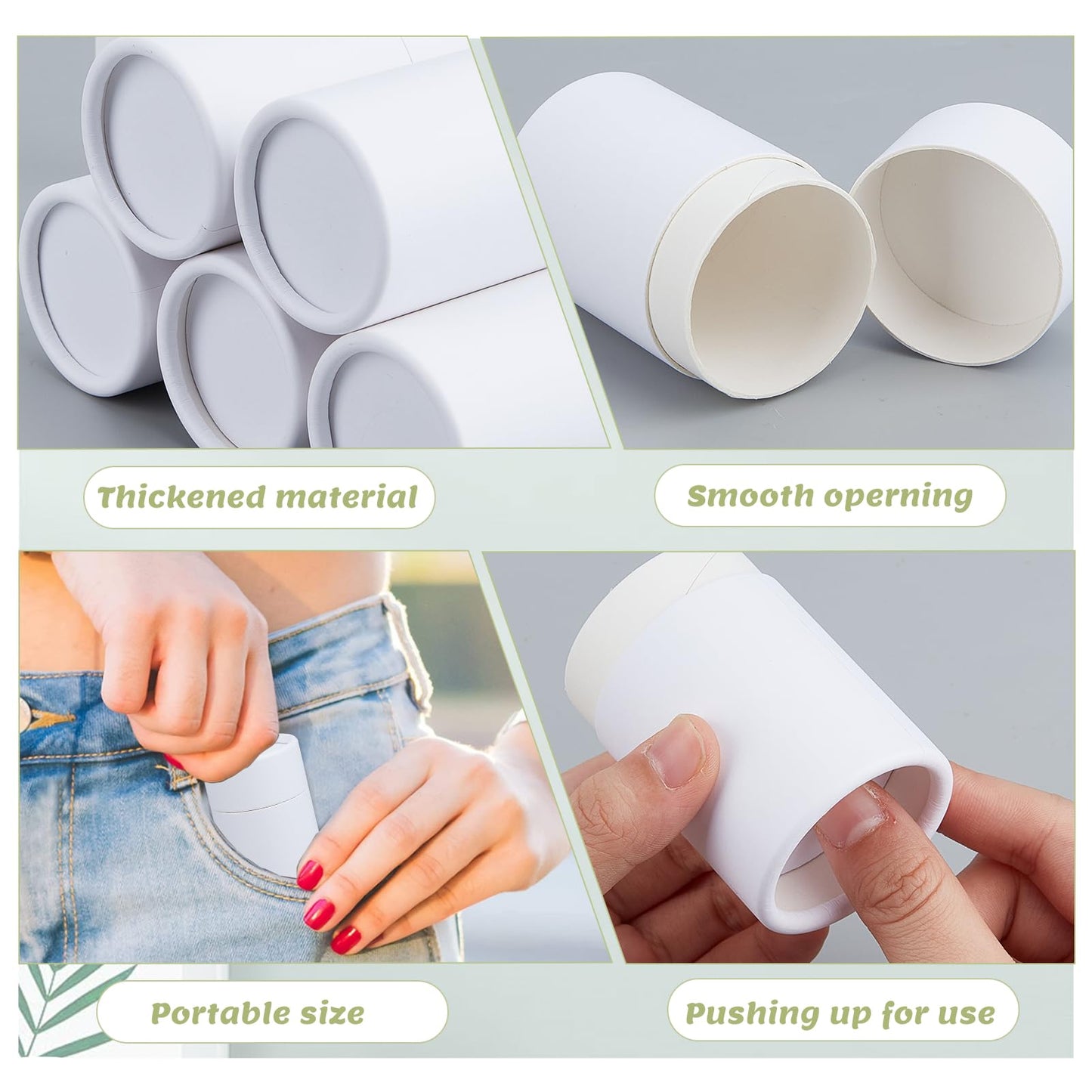 NICENEEDED 8 Pcs White Paperboard Lip Balm Tubes, 2.5 Oz Refillable Paper Lipstick Tube, Round Cardboard Empty Lip Gloss Container Solid Perfume Tube Beauty and Personal Care NICENEEDED