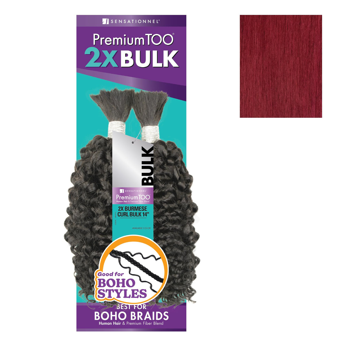 Sensationnel PremiumToo Bulk Weaving-2X Burmese Curl,14 inch, BG BURGUNDY