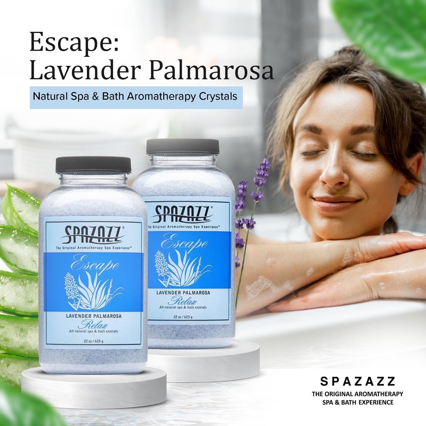 Spazazz Happy Hot Tubs 22oz Lavender Palmarosa Crystals Hot Tub Fragrance Spa Crystal Beauty and Personal Care Spazazz