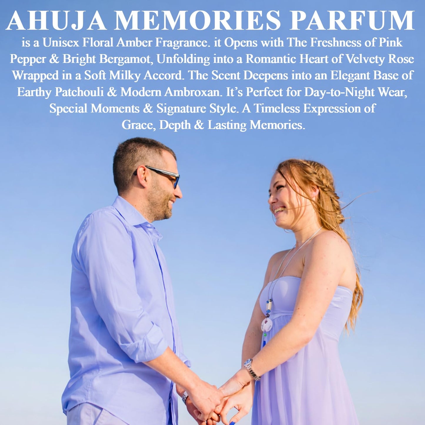 AHUJA Memories - 3.4 oz Parfum | Unisex Elegant Floral Amber Scent | 30% Long Lasting Oil | Pink Pepper, Bergamot, Rose, Milky Accord, Patchouli Beauty & Personal Care AHUJA