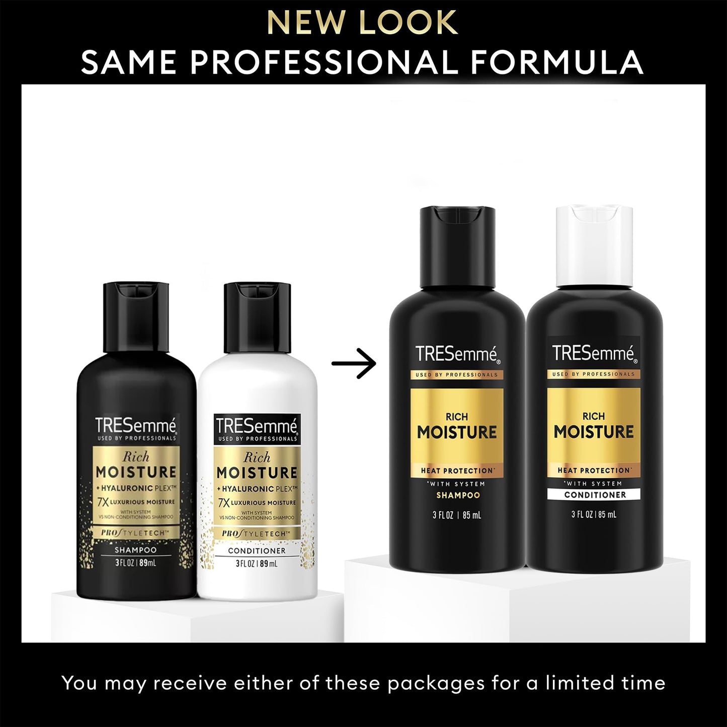 TRESemmé Travel Essentials, Rich Moisture Shampoo 3-Pack + Conditioner 3-Pack - Moisturizing Hair Care with Hyaluronic Acid, Paraben-Free, 3 Oz Ea Beauty & Personal Care TRESemmé