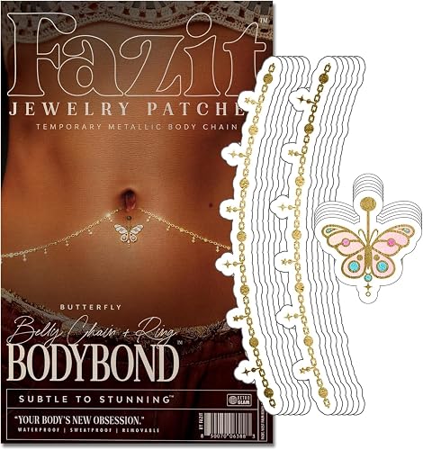 Fazit Makeup Patches - Belly Chain Ring Bodybond - Glow Up Make-Up Patches - Cute Glitter Makeup Accessories for Women - Cosmetic Body Glitter Beauty & Personal Care Fazit