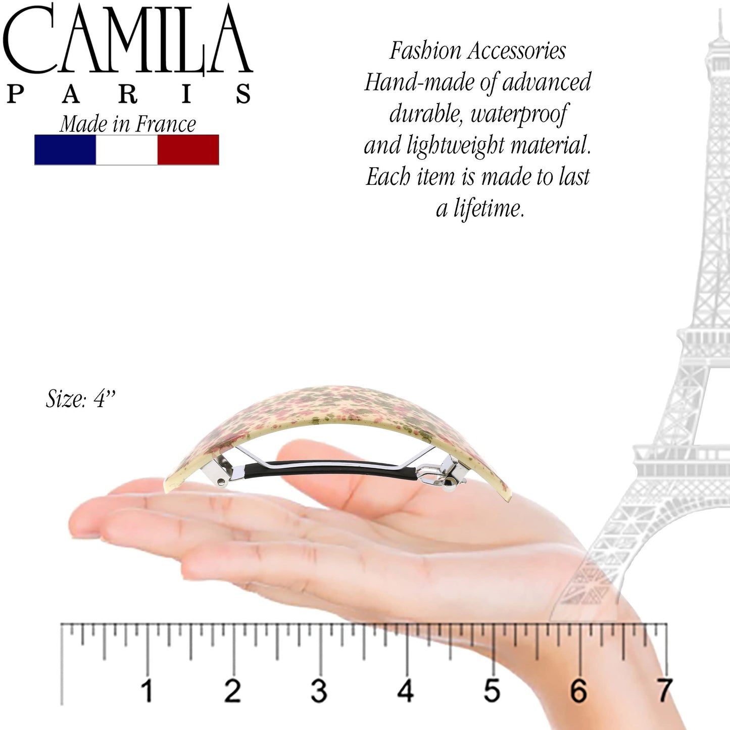Camila Paris CP3323 French Hair Barrette Oval For Thick Curly Wavy Long Hair, Strong Hold Grip Hair Clips for Women, No Slip Rubberized Metal Clasp Beauty & Personal Care Camila