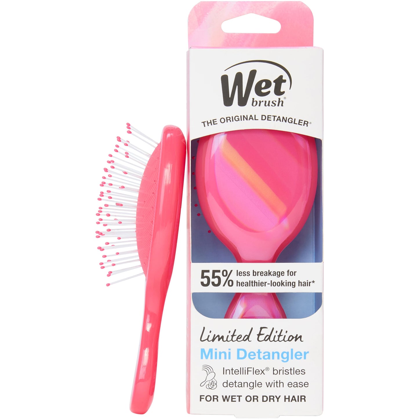 Wet Brush Mini Detangler Hair Brush for Gentle Knot Removal, Compact Travel Size, Soft Bristles for Pain-Free Detangling, Less Breakage, Works on All Beauty and Personal Care Wet Brush