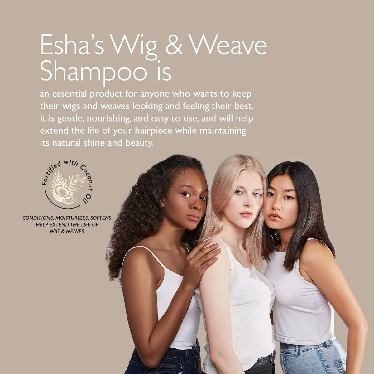Esha Wig & Weave Revitalizing Shampoo - Human Hair & Synthetic Wigs, Weaves, Extensions & Braids I Coconut Oil Infused, Sulfate-Free I Restores