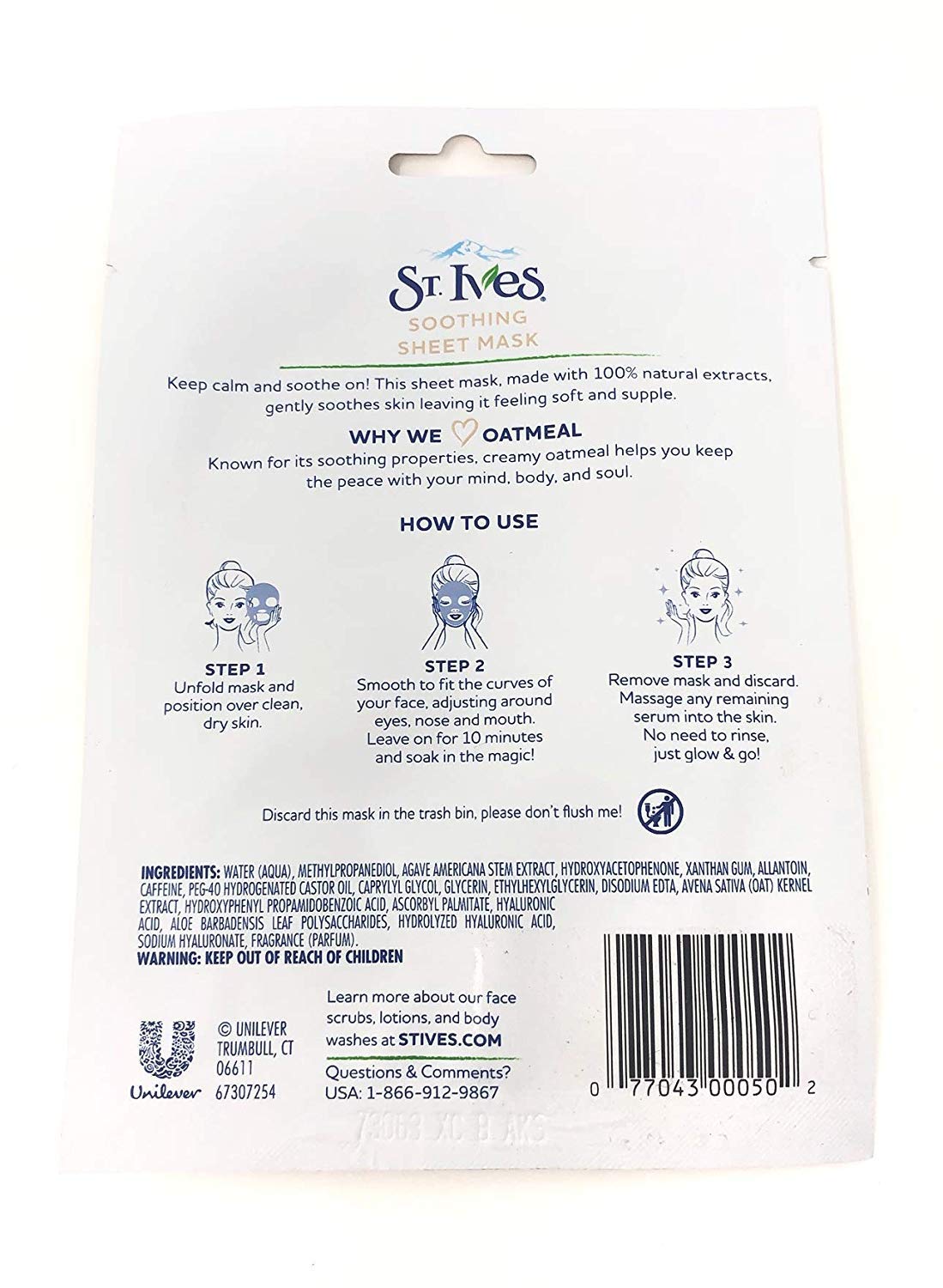 St Ives Sooth Oatmeal Sheet Mask Beauty & Personal Care St. Ives