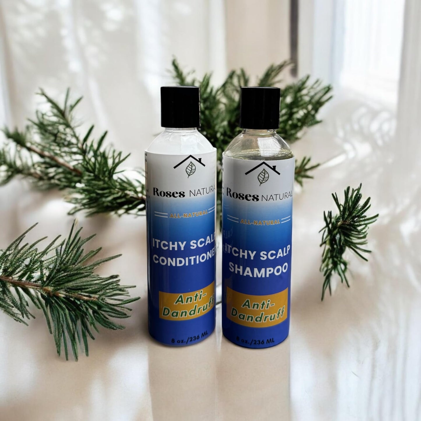 Itchy Scalp Shampoo & Conditioner Set, 8 oz Each, African Black Soap Shampoo, Dandruff shampoo & Conditioner, All-Natural Treatment, Dry & Itchy Scalp Beauty & Personal Care Roses Natural