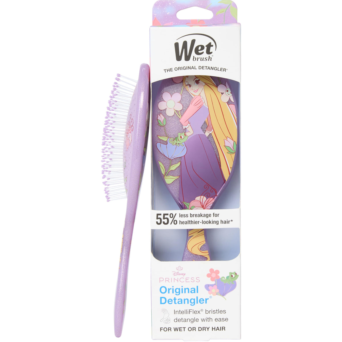 Wet Brush Disney Princess Rapunzel Original Detangler Hair Brush, Pain-Free Knot Removal, Flexible Bristles Detangle Wet or Dry Strands, Works on All