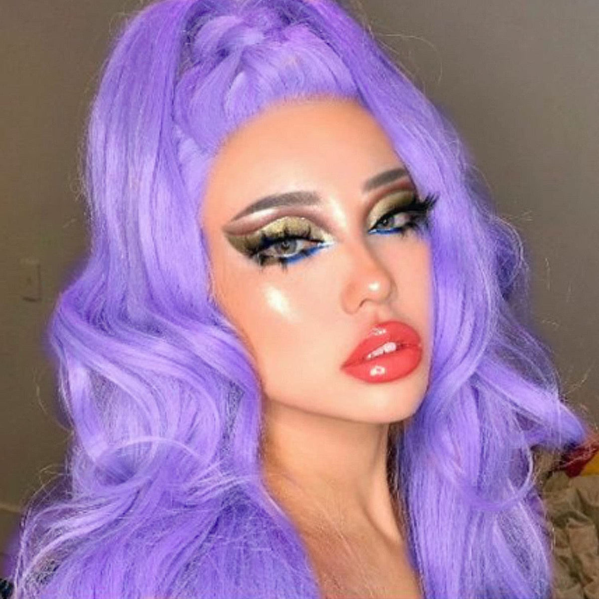Purple Lace Front Wigs for Women Real Long Body Wave Soft Lilac Purple Wig Frontal Lace Lavender Synthetic Colorful Lace Wig Natural Hairline Glueless