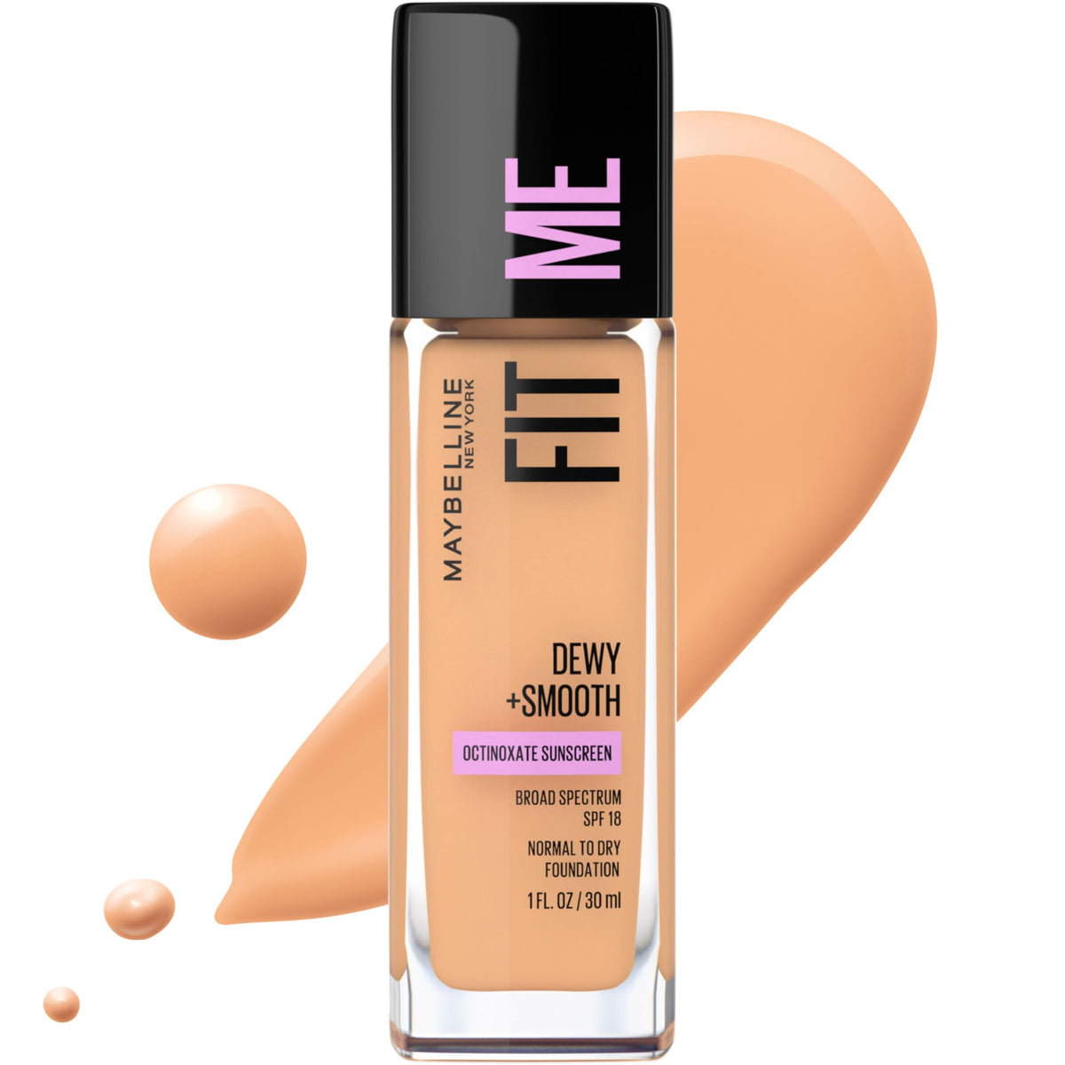 Maybelline Fit Me Dewy + Smooth Liquid Foundation Makeup, Pure Beige, 1 Count (Packaging May Vary) Beauty & Personal Care MAYBELLINE