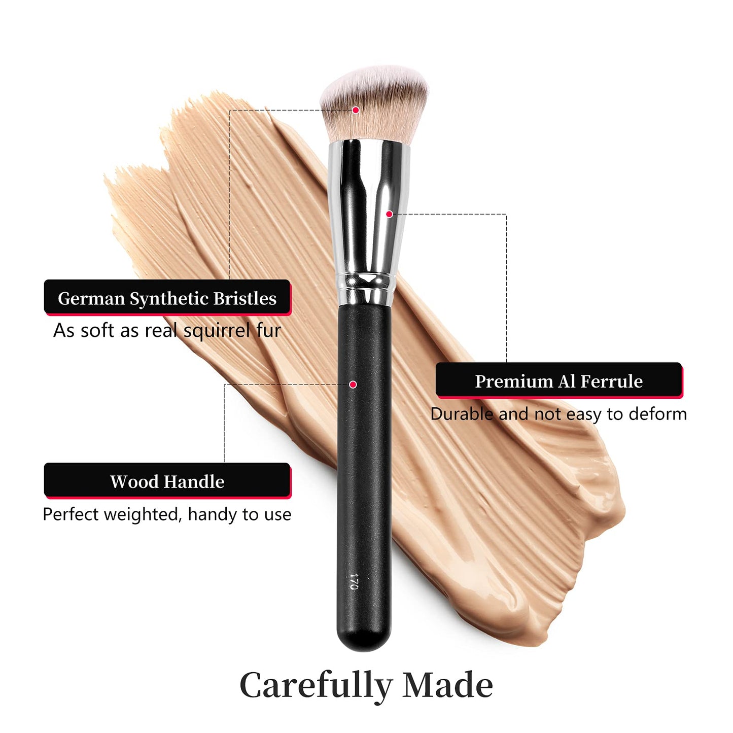 Kugge Under Eye Concealer Brush & Foundation Brush for Liquid Makeup, 2PCS Dense Synthetic Angled Kabuki Blending Makeup Brush, for Liquid, Cream Beauty & Personal Care Kugge